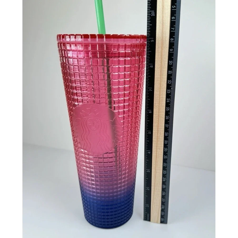 Starbucks 2022‎ Watermelon Grid Red Blue Gradient Studded Tumbler 24oz New